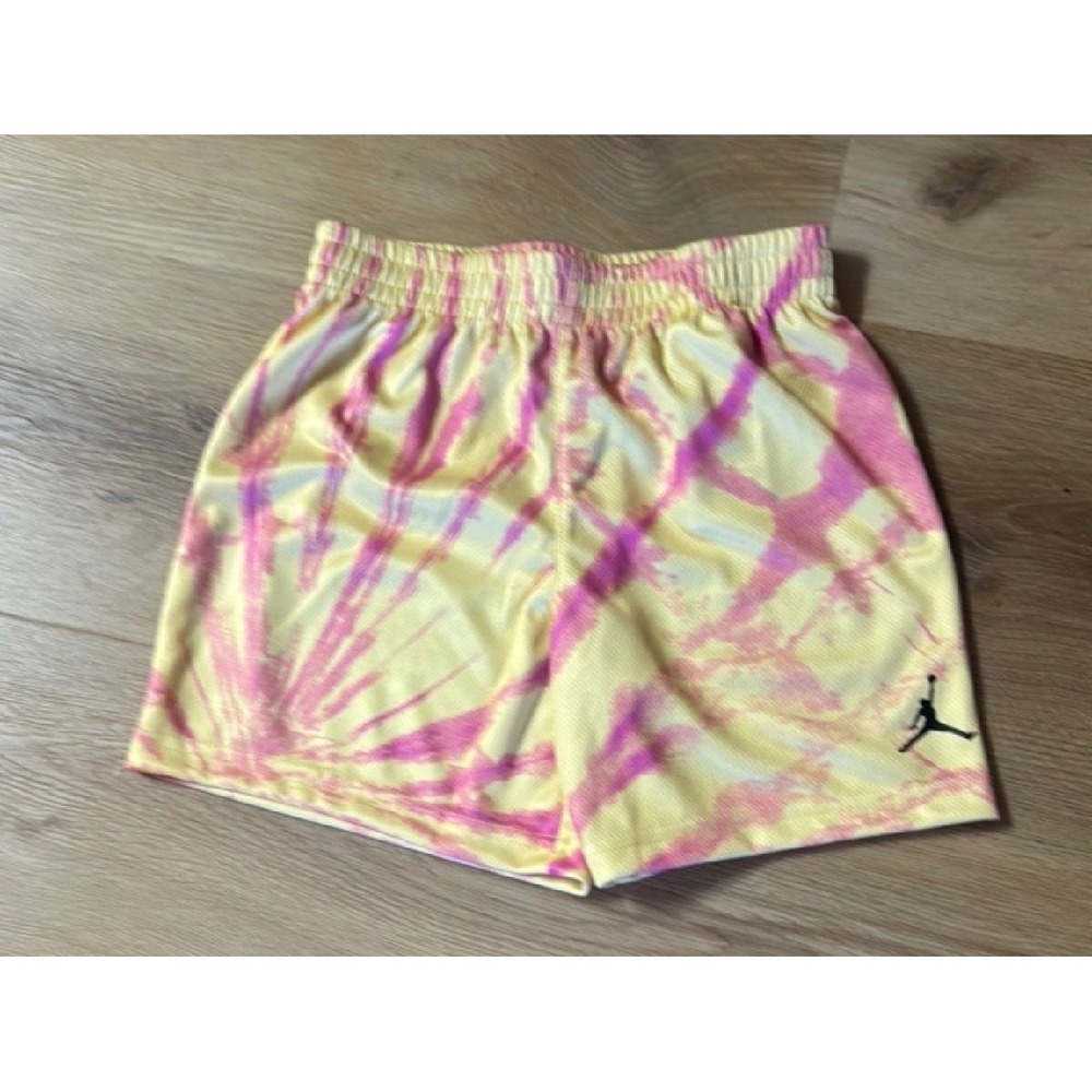 Jordan Kids Mesh Tie Dye Athletic Shorts Yellow Pink Jumpman Size Medium M